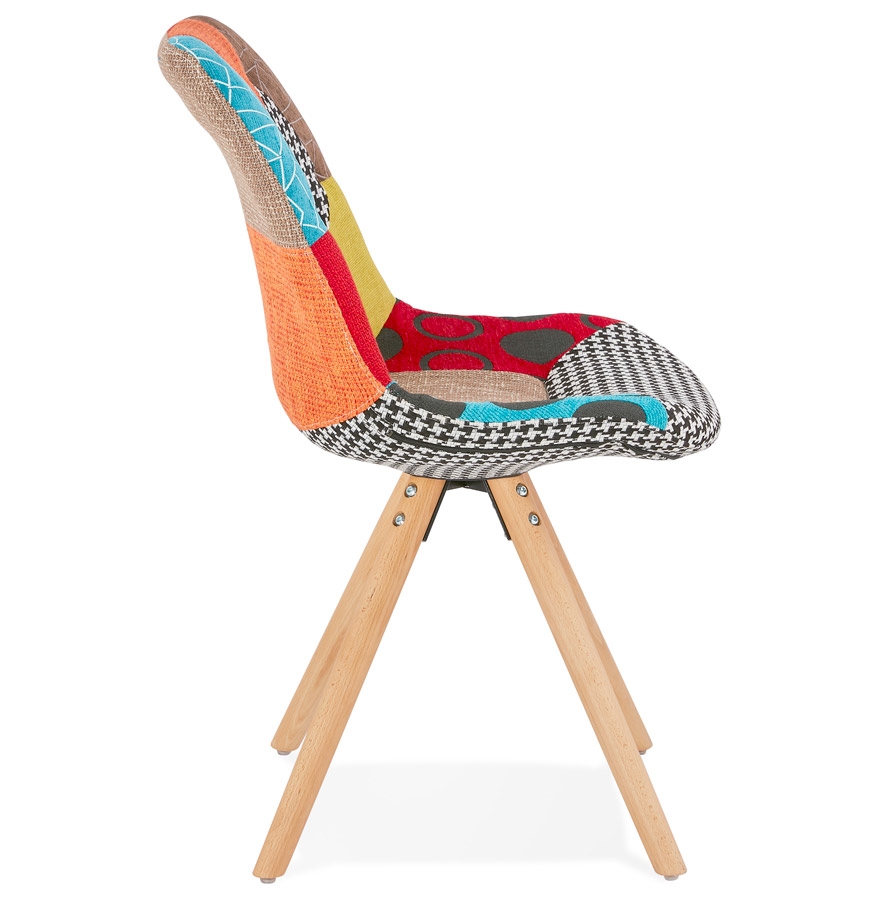 Chaise design 'LUCY' en tissu style patchwork vue3