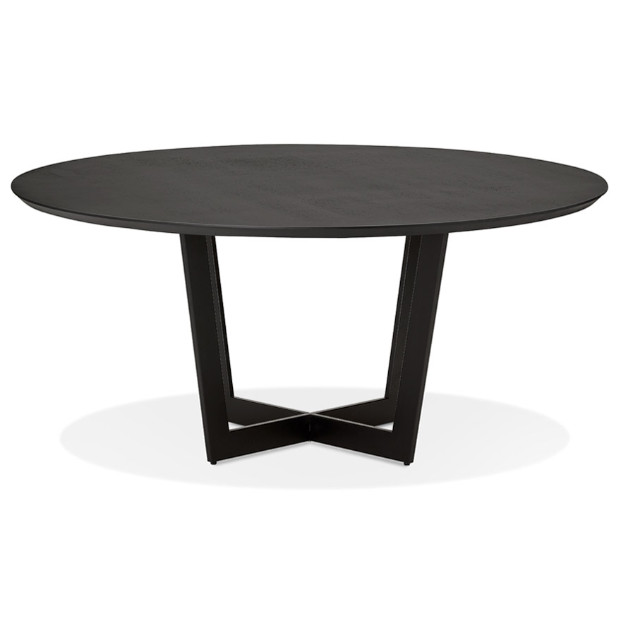 Table de salle à manger ronde 'LULU' en bois et métal noir - Ø120 cm vue2