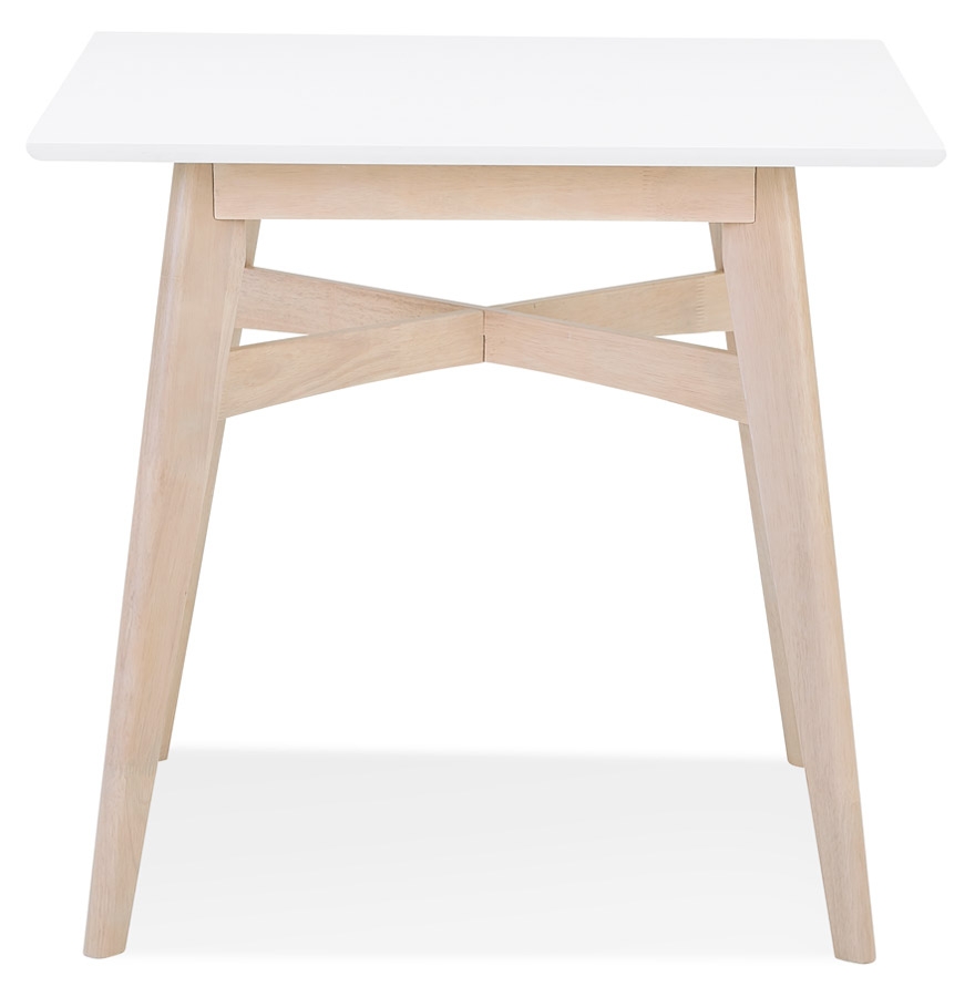 Table à diner carrée 'MAEVA' en bois blanc et finition naturelle - 80x80 cm vue2