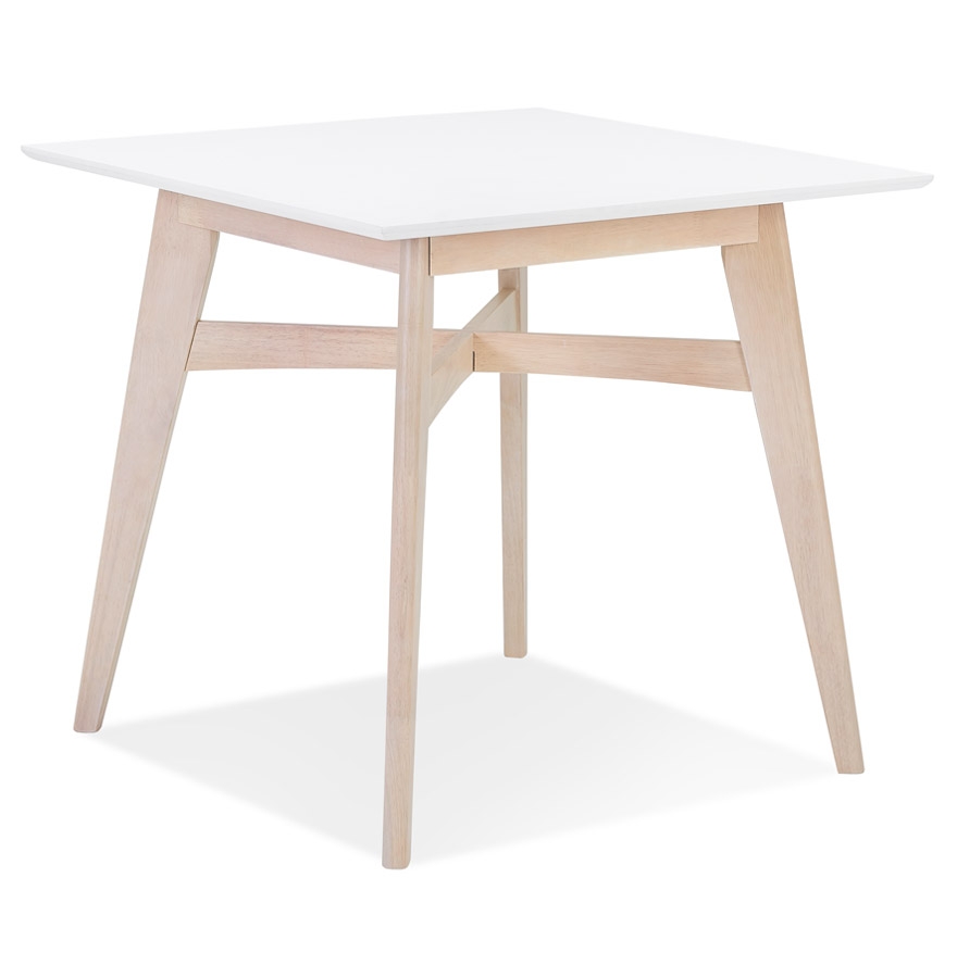 Table à diner carrée 'MAEVA' en bois blanc et finition naturelle - 80x80 cm vue3