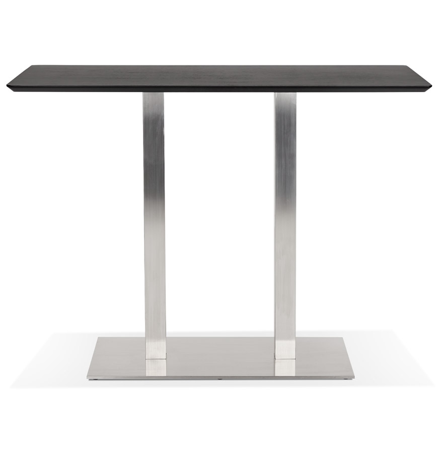 Table haute design 'MAMBO BAR' noire avec pied en métal brossé - 150x70 cm vue2