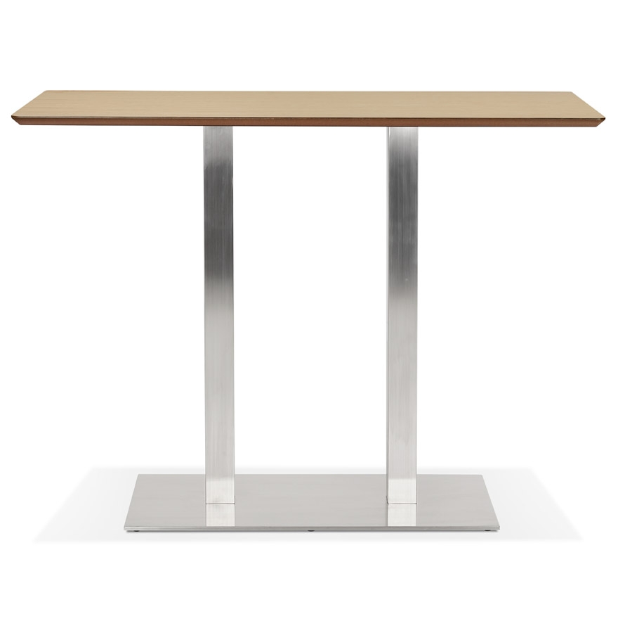Table haute design 'MAMBO BAR' en bois finition naturelle avec pied en métal brossé - 150x70 cm vue2