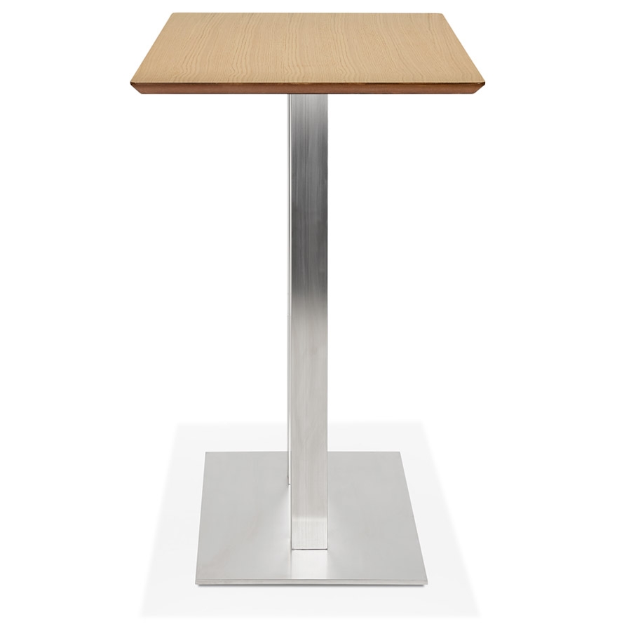 Table haute design 'MAMBO BAR' en bois finition naturelle avec pied en métal brossé - 150x70 cm vue3