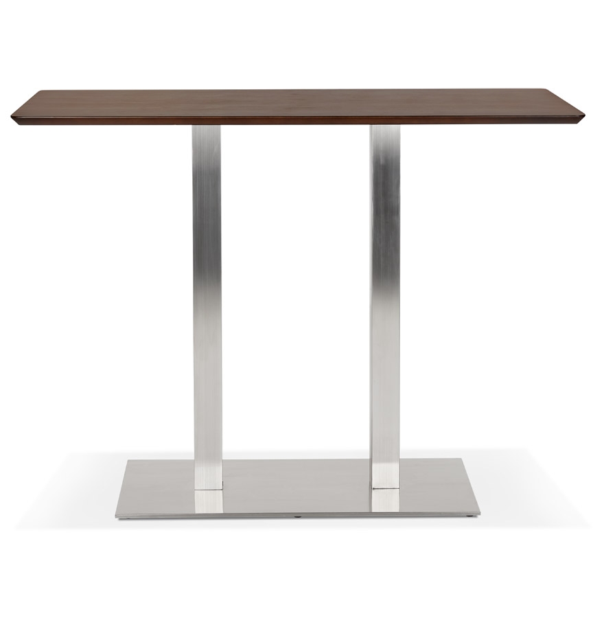Table haute design 'MAMBO BAR' en bois finition Noyer avec pied en métal brossé - 150x70 cm vue2