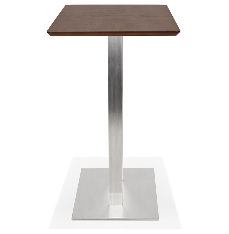 Table haute design 'MAMBO BAR' en bois finition Noyer avec pied en métal brossé - 150x70 cm vue3