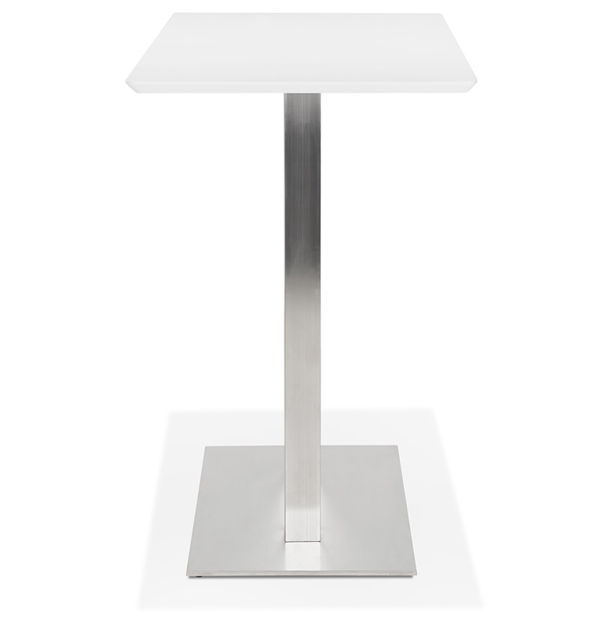 Table haute design 'MAMBO BAR' blanche avec pied en métal brossé - 150x70 cm vue3