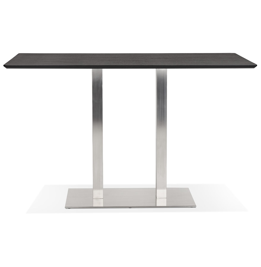 Table haute design 'MAMBO BAR' noire avec pied en métal brossé - 180x90 cm vue2