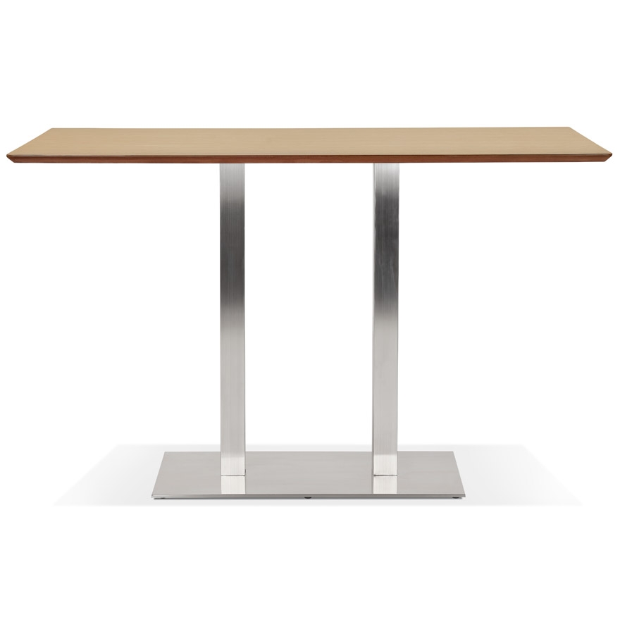 Table haute design 'MAMBO BAR' en bois finition naturelle avec pied en métal brossé - 180x90 cm vue2