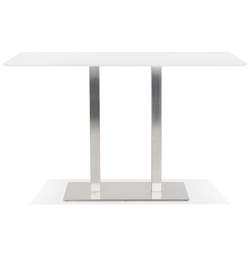Table haute design 'MAMBO BAR' blanche avec pied en métal brossé - 180x90 cm vue2