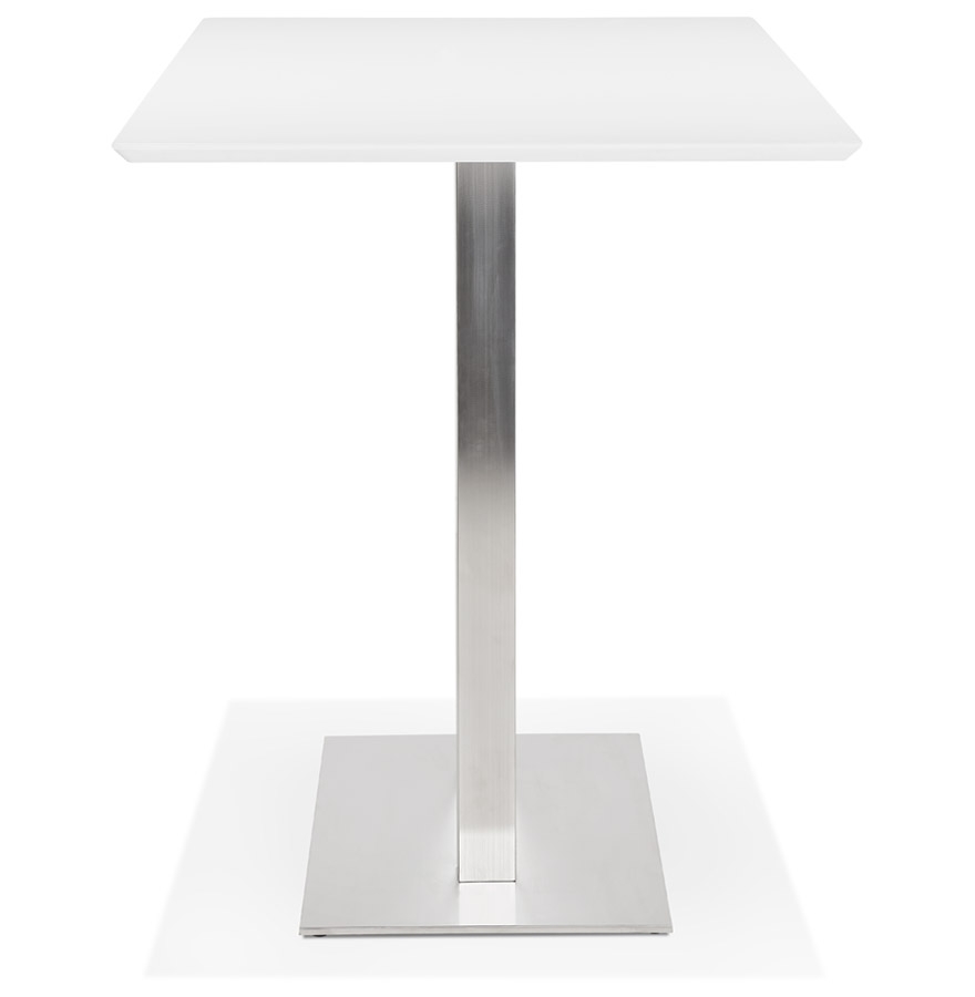 Table haute design 'MAMBO BAR' blanche avec pied en métal brossé - 180x90 cm vue3
