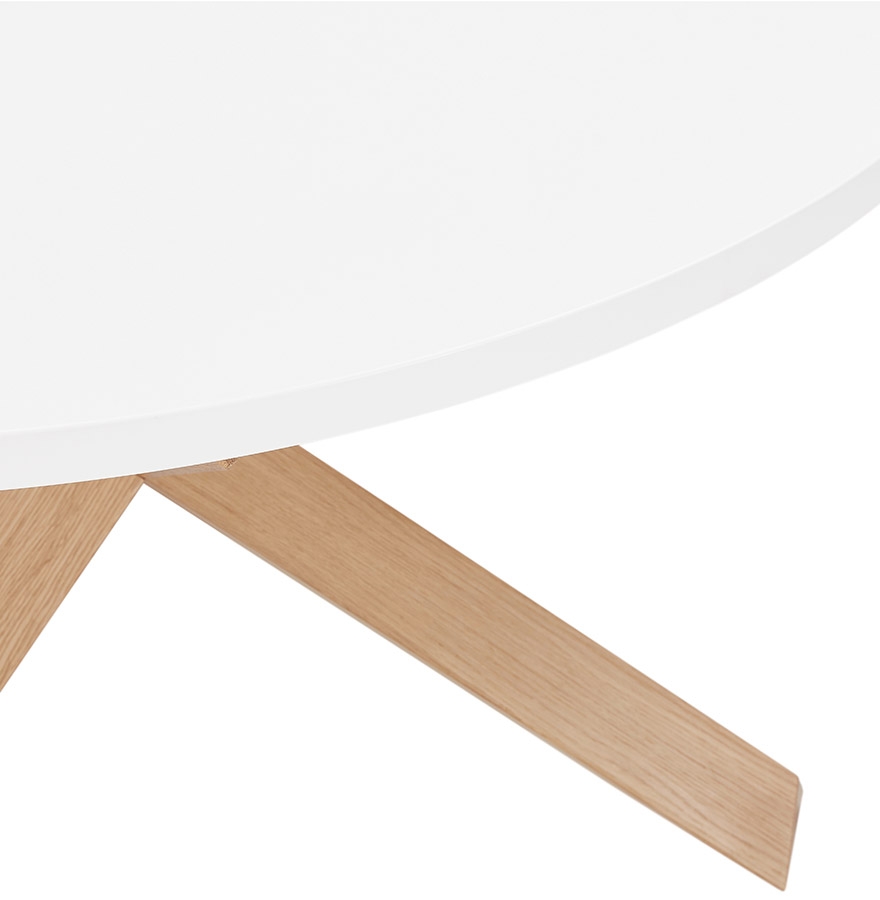 Table basse de salon ronde 'MARVEL' blanche et chêne massif - Ø 80 cm vue3