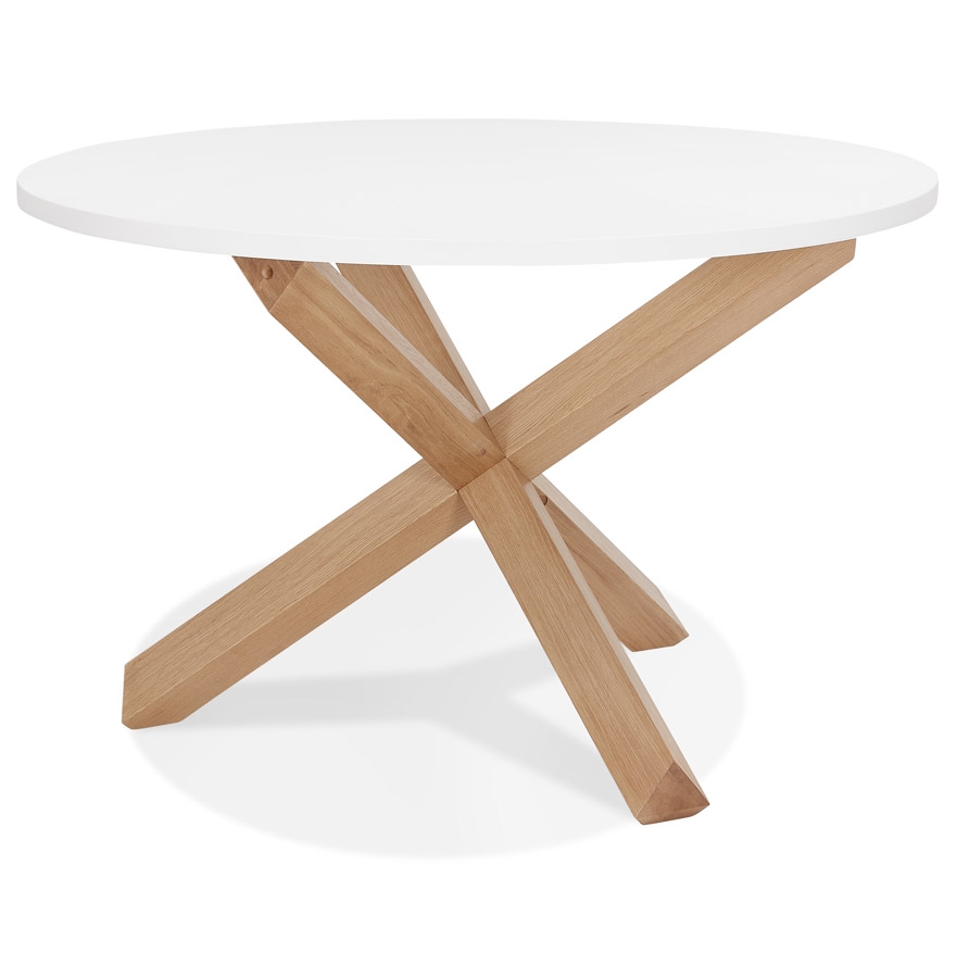 Table ronde design 'MARVEL' blanche et chêne massif - Ø 120 cm vue2