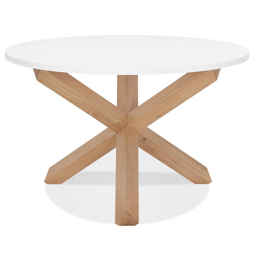 Table ronde design 'MARVEL' blanche et chêne massif - Ø 120 cm vue3