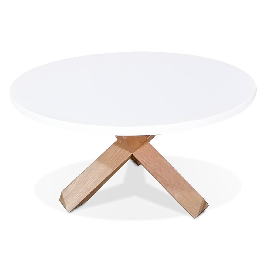 Table basse de salon ronde 'MARVEL' blanche et chêne massif - Ø 80 cm vue2