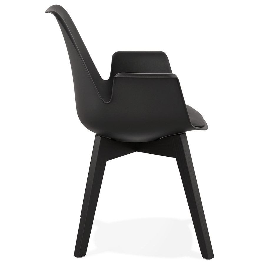Chaise avec accoudoirs ´MISTRAL´ noire avec pieds en bois noir