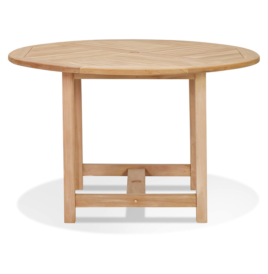 Table à diner ronde intérieur/extérieur 'MOUSTIK' en bois Teck naturel - Ø 120 cm vue2