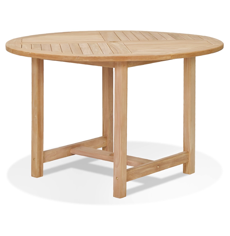 Table à diner ronde intérieur/extérieur 'MOUSTIK' en bois Teck naturel - Ø 120 cm vue3