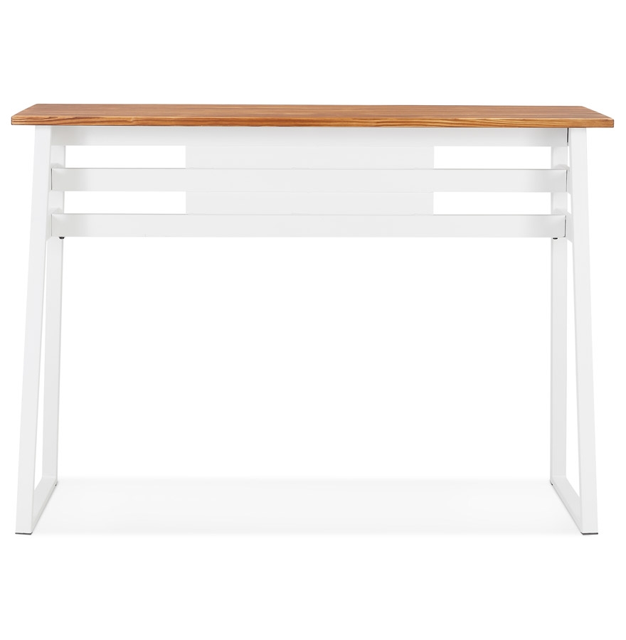 Table de bar haute 'NIKI' en bois massif et pied en métal blanc - 150x60 cm vue2
