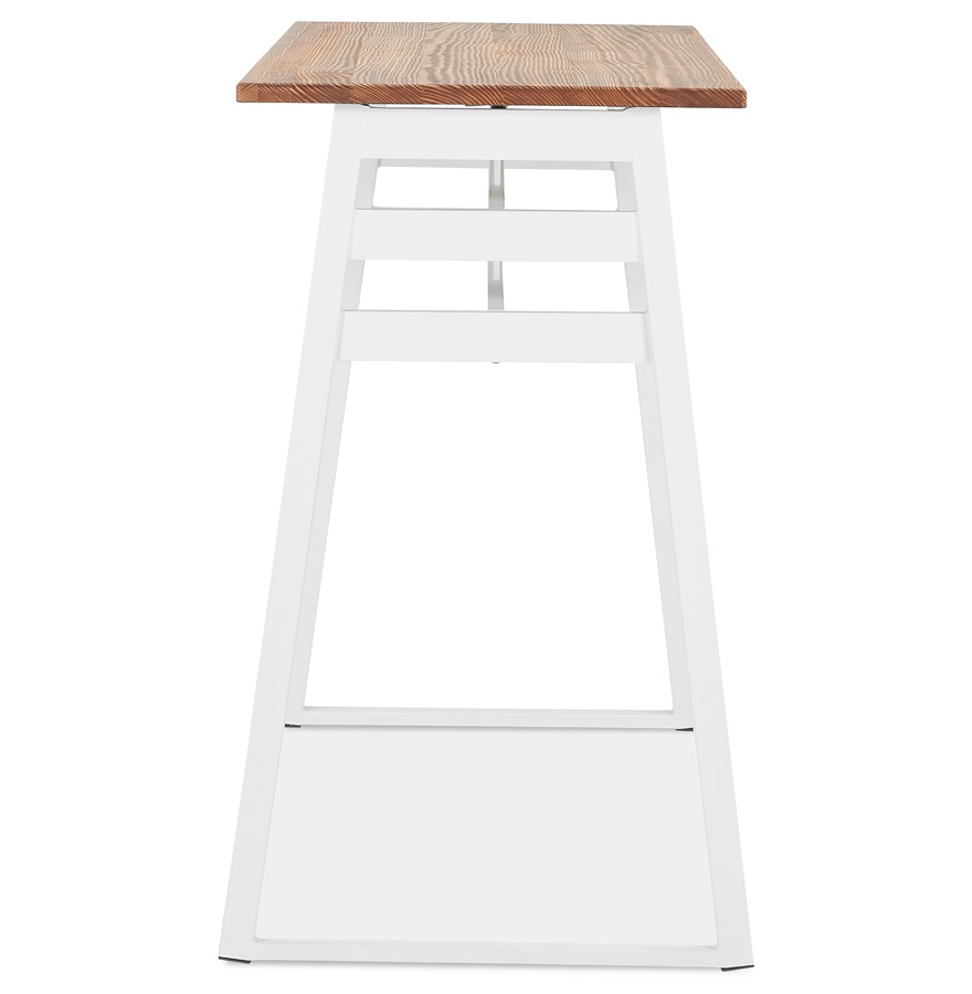 Table de bar haute 'NIKI' en bois massif et pied en métal blanc - 150x60 cm vue3