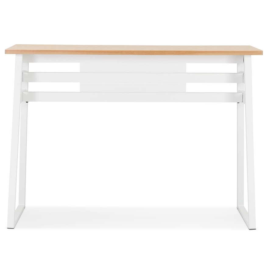 Table de bar haute 'NIKI' en bois finition naturelle et pied en métal blanc - 150x60 cm vue2