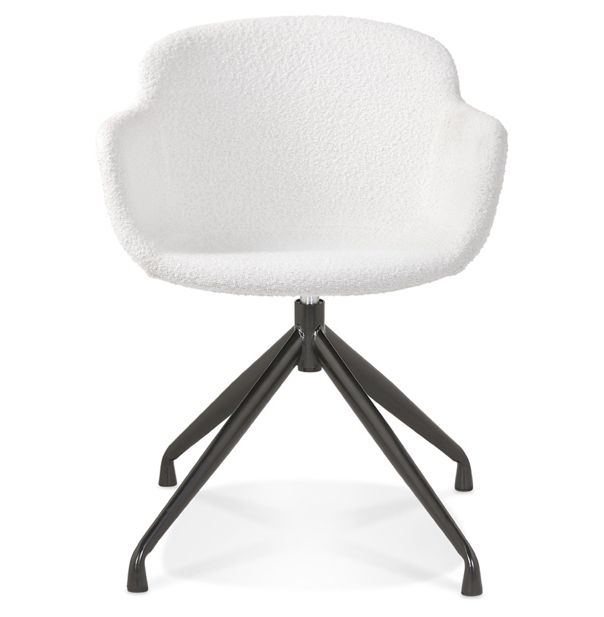 Chaise pivotante avec accoudoirs 'NOCTURN' en tissu bouclé blanc et métal noir vue2