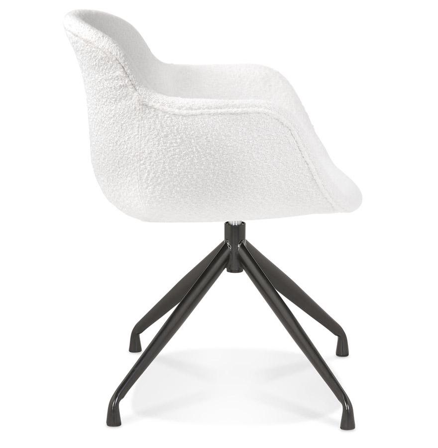 Chaise pivotante avec accoudoirs 'NOCTURN' en tissu bouclé blanc et métal noir vue3