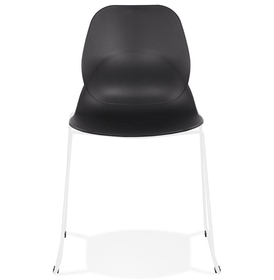Chaise design ´NUMERIK´ noire avec pieds en métal blanc