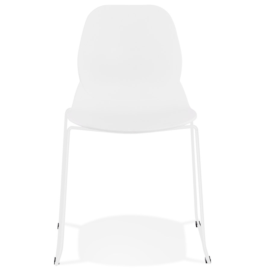 Chaise design ´NUMERIK´ blanche avec pieds en métal blanc