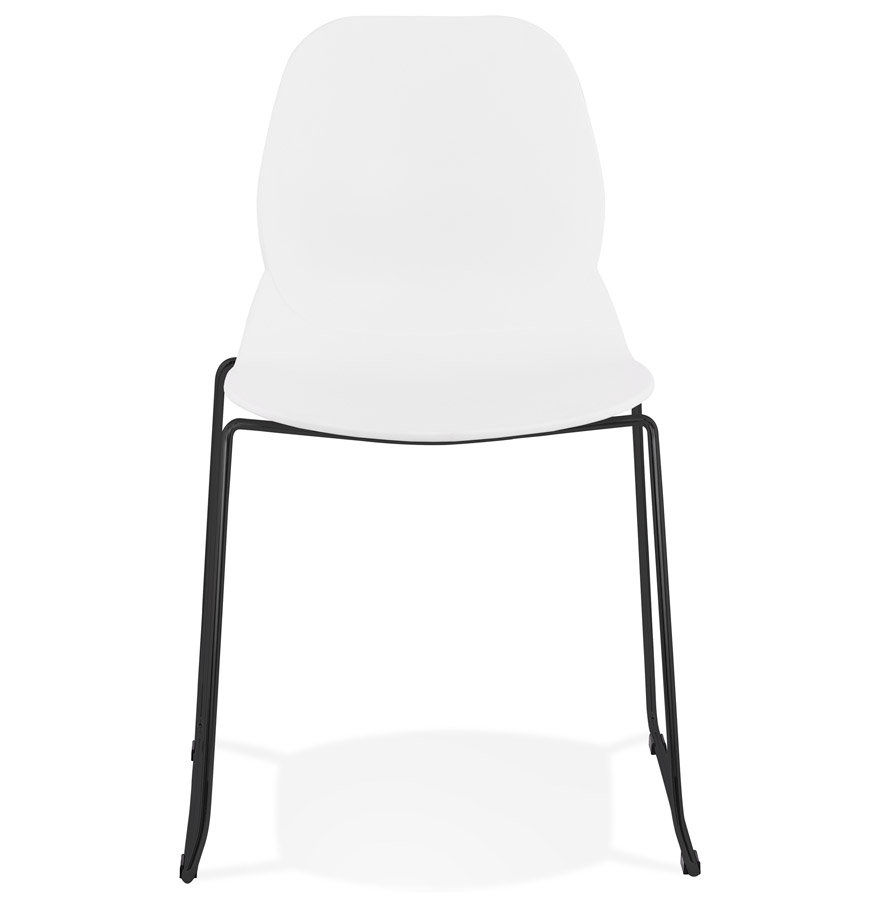 Chaise design ´NUMERIK´ blanche avec pieds en métal noir