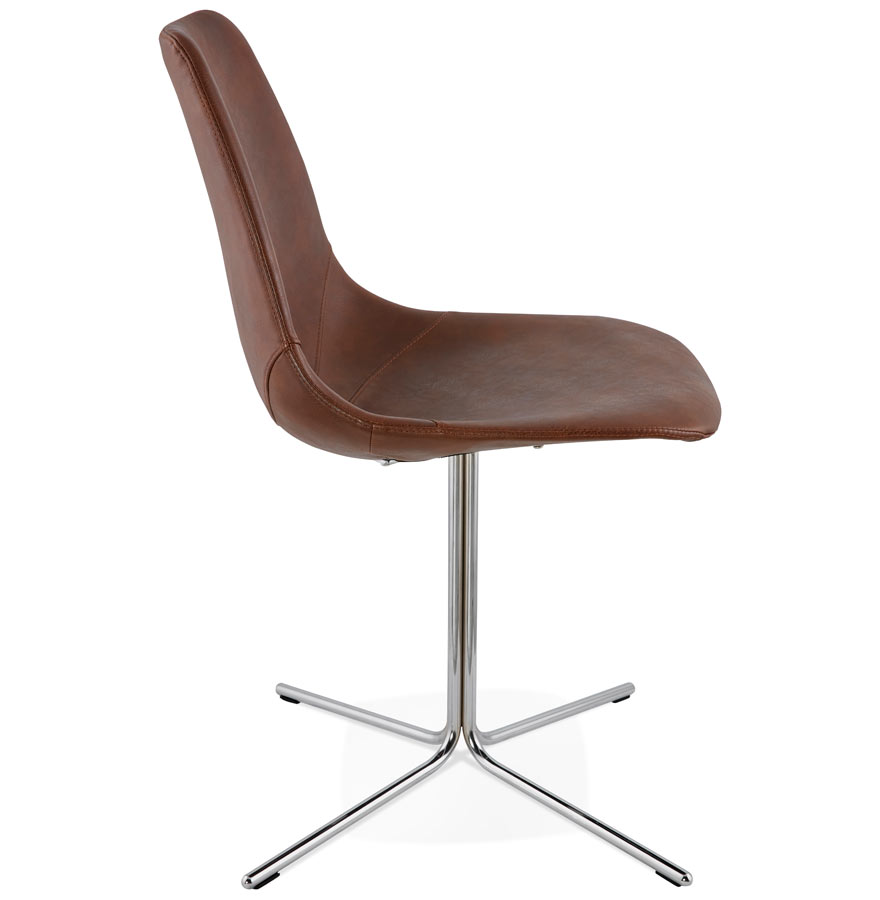 Chaise design ´OLALA´ en matière synthétique brune et pied en métal