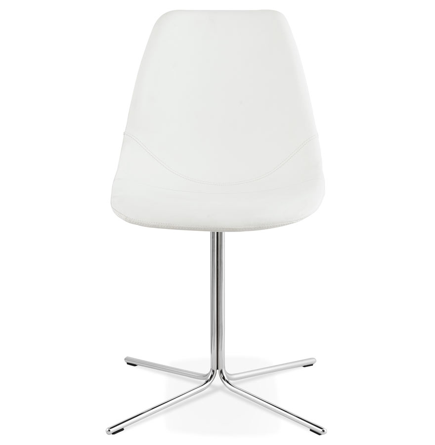 Chaise design ´OLALA´ en matière synthétique blanche et pied en métal
