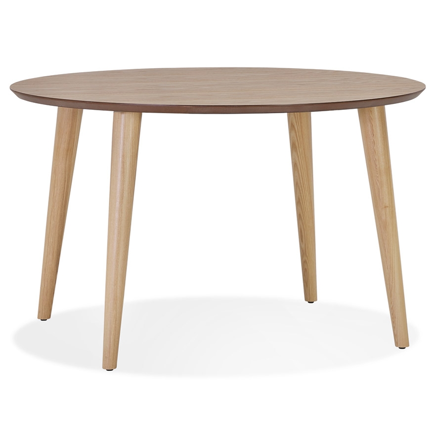Table à dîner ronde extensible 'ORTENSIA' en bois finition naturelle - 120-220x120 cm vue2