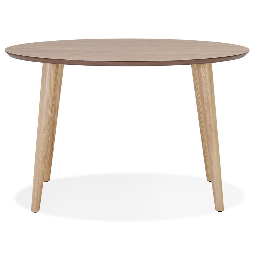 Table à dîner ronde extensible 'ORTENSIA' en bois finition naturelle - 120-220x120 cm vue3