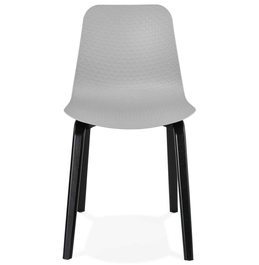 Chaise design ´PACIFIK´ grise avec pieds en bois noir