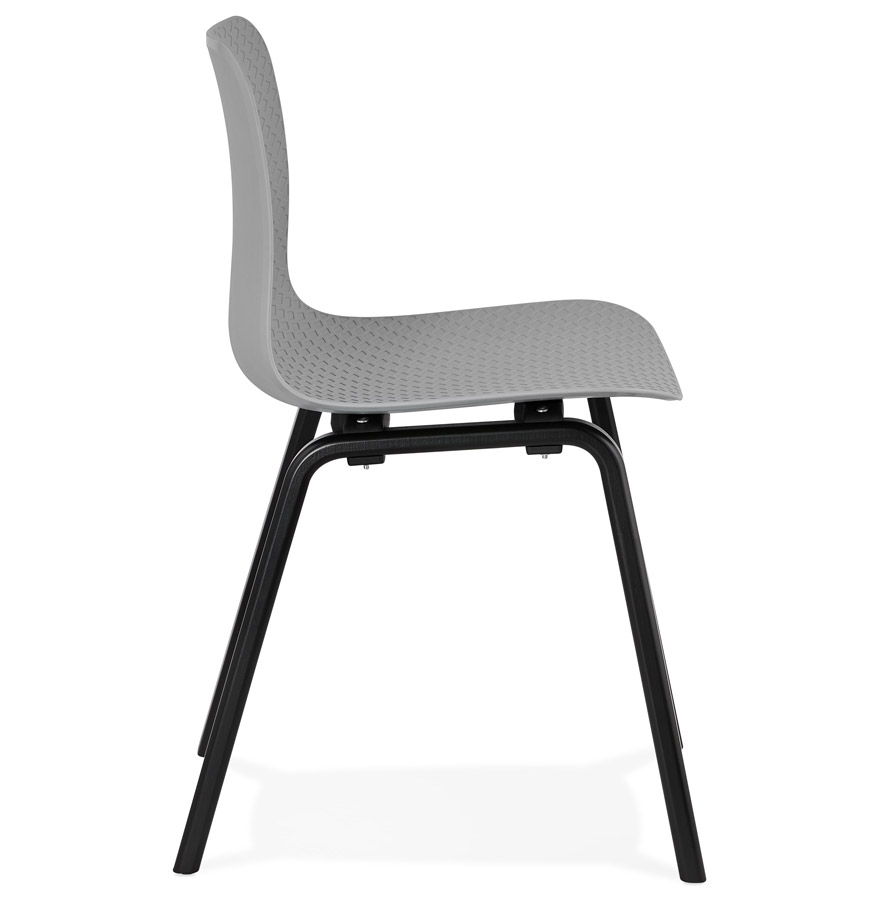 Chaise design 'PACIFIK' grise avec pieds en bois noir vue3