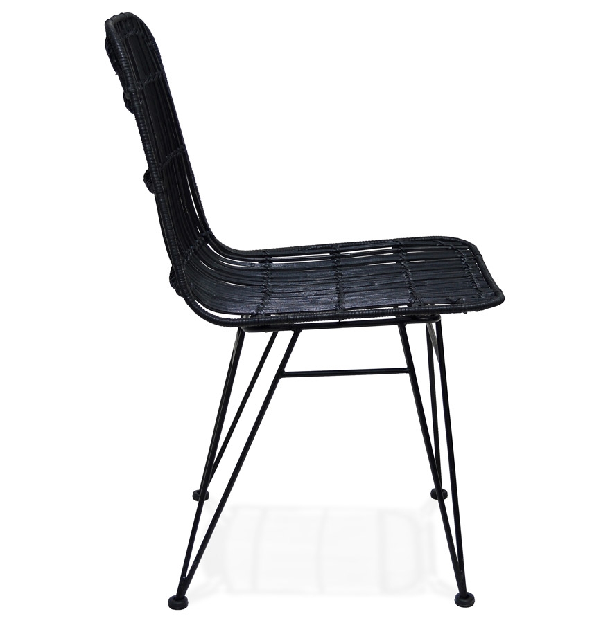 Chaise design 'PANAMA' en rotin noir vue3
