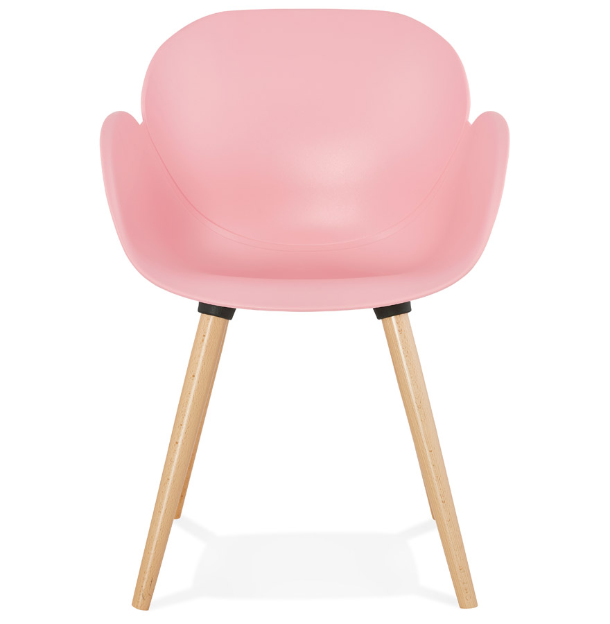 Chaise design scandinave 'PICATA' rose avec pieds en bois vue2