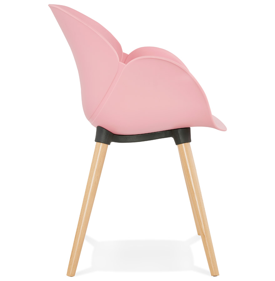 Chaise design scandinave 'PICATA' rose avec pieds en bois vue3