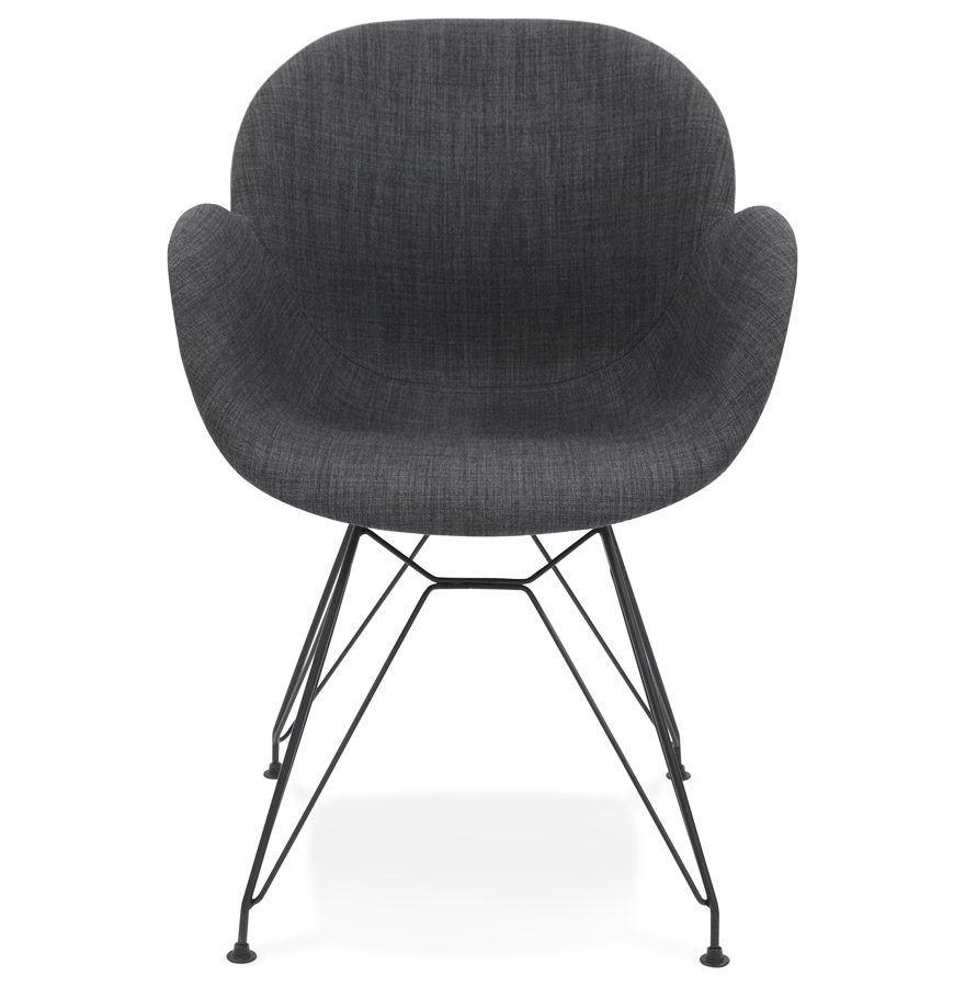 Chaise design ´PLANET´ en tissu gris foncé avec pieds en métal noir