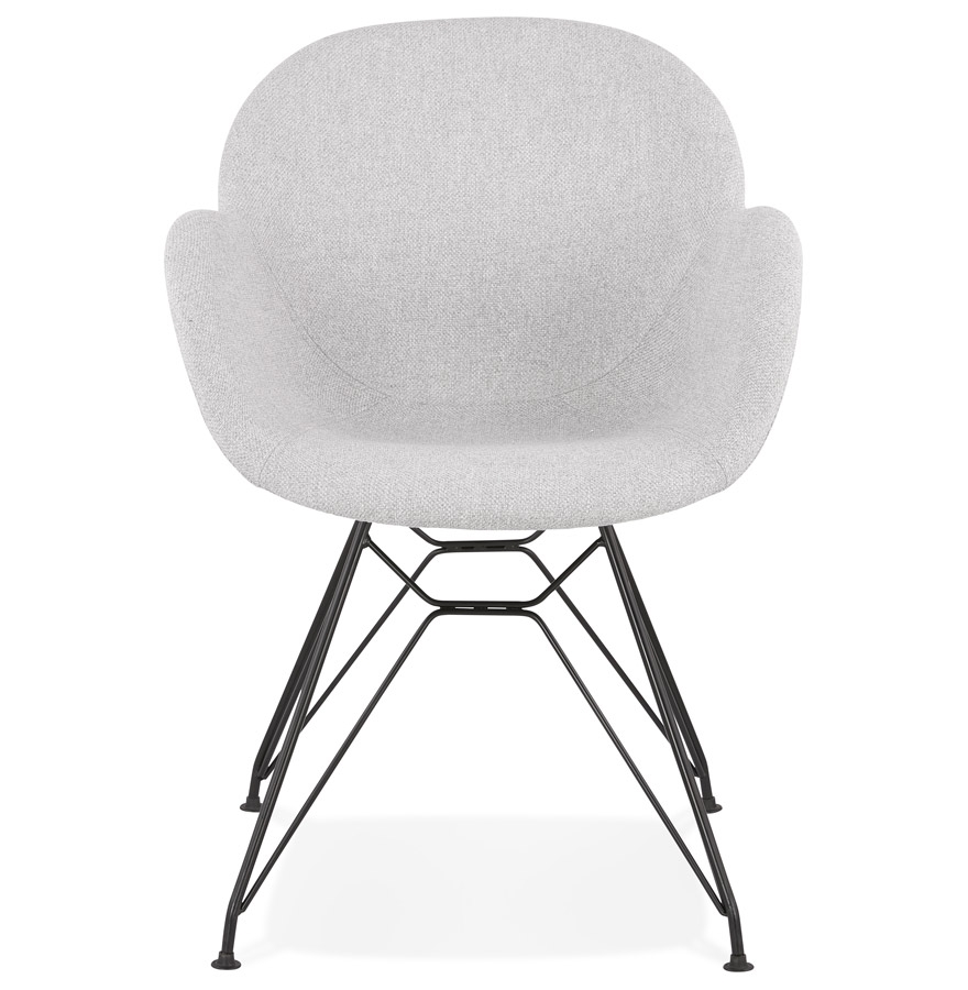 Chaise design 'PLANET' en tissu gris clair avec pieds en métal noir vue2
