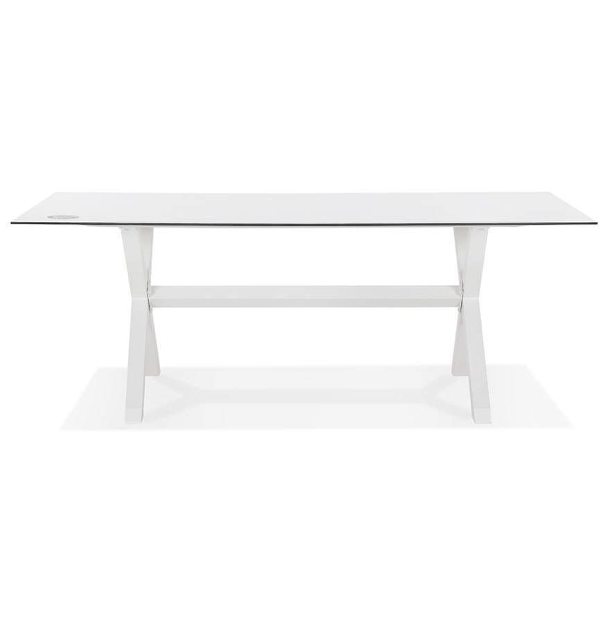 Table de jardin design 'PORTO' blanche avec pied en X vue3