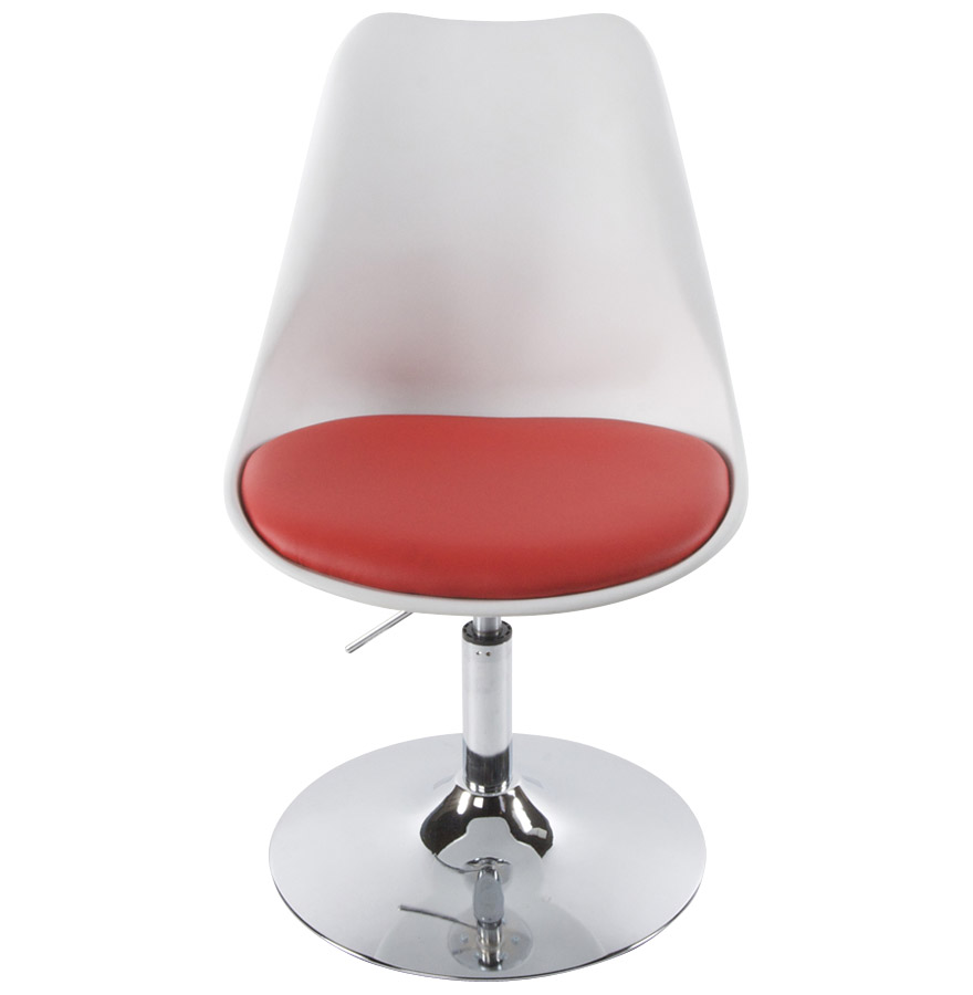 Chaise moderne pivotante 'QUEEN' réglable blanche et rouge vue2