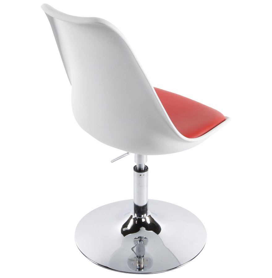 Chaise moderne pivotante 'QUEEN' réglable blanche et rouge vue3