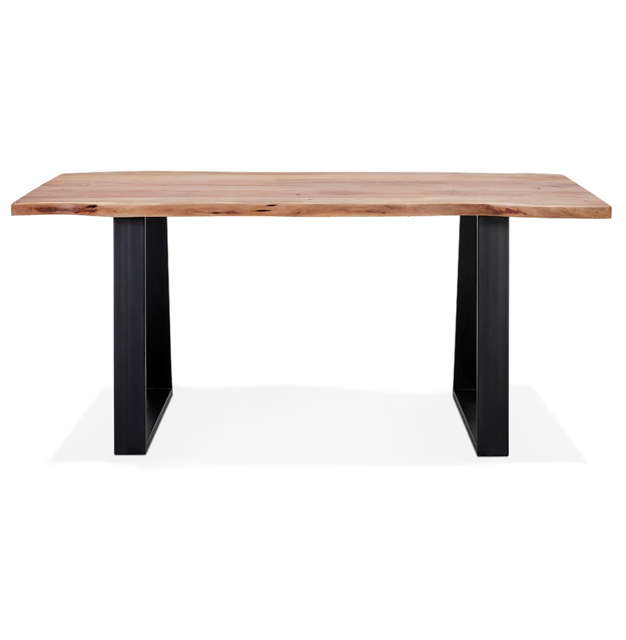 Table de salle à manger style industriel 'RAFA' en bois massif et métal - 160x90 cm vue2