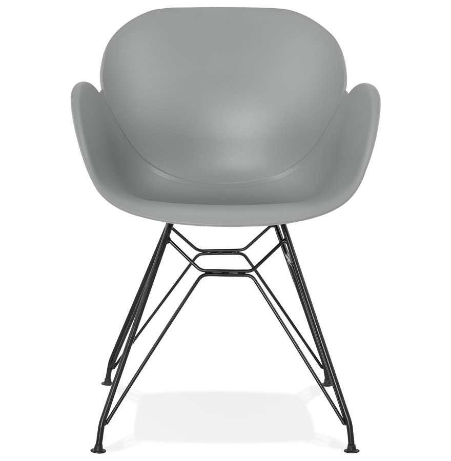 Chaise design 'SATELIT' grise style industriel avec pieds en métal noir vue2
