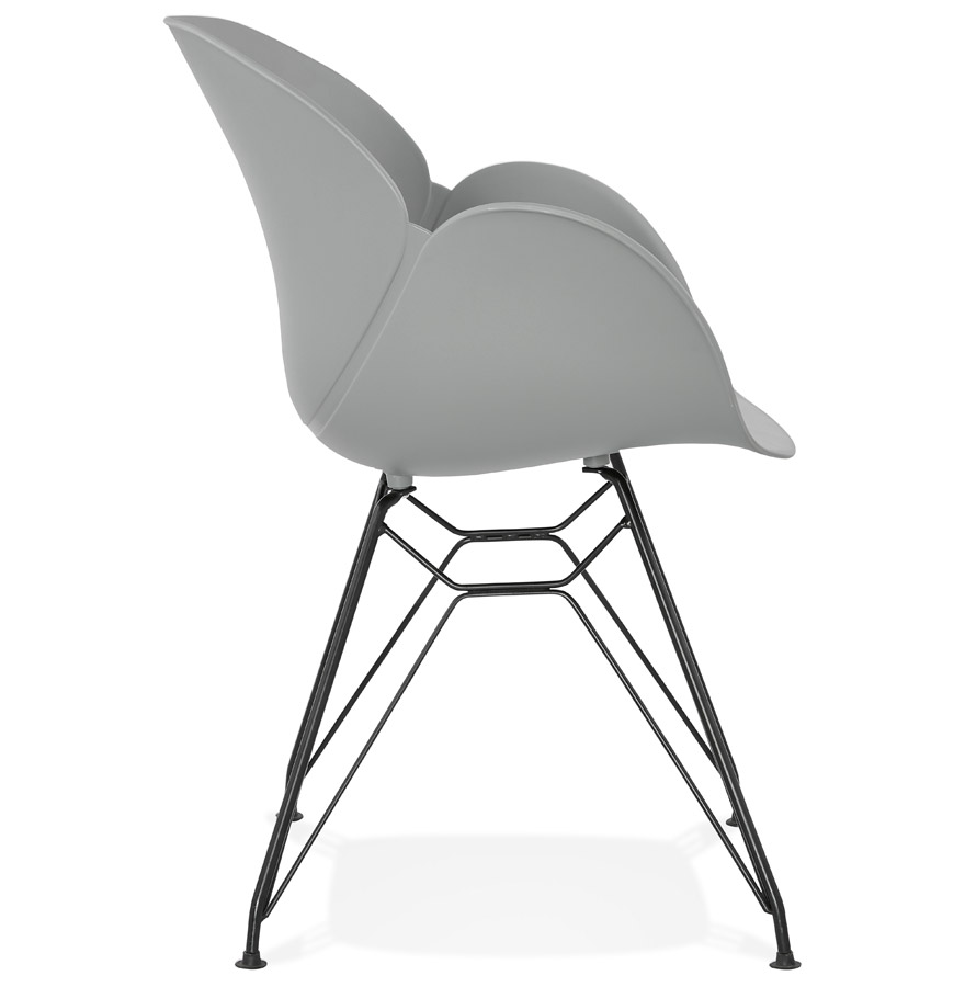 Chaise design 'SATELIT' grise style industriel avec pieds en métal noir vue3