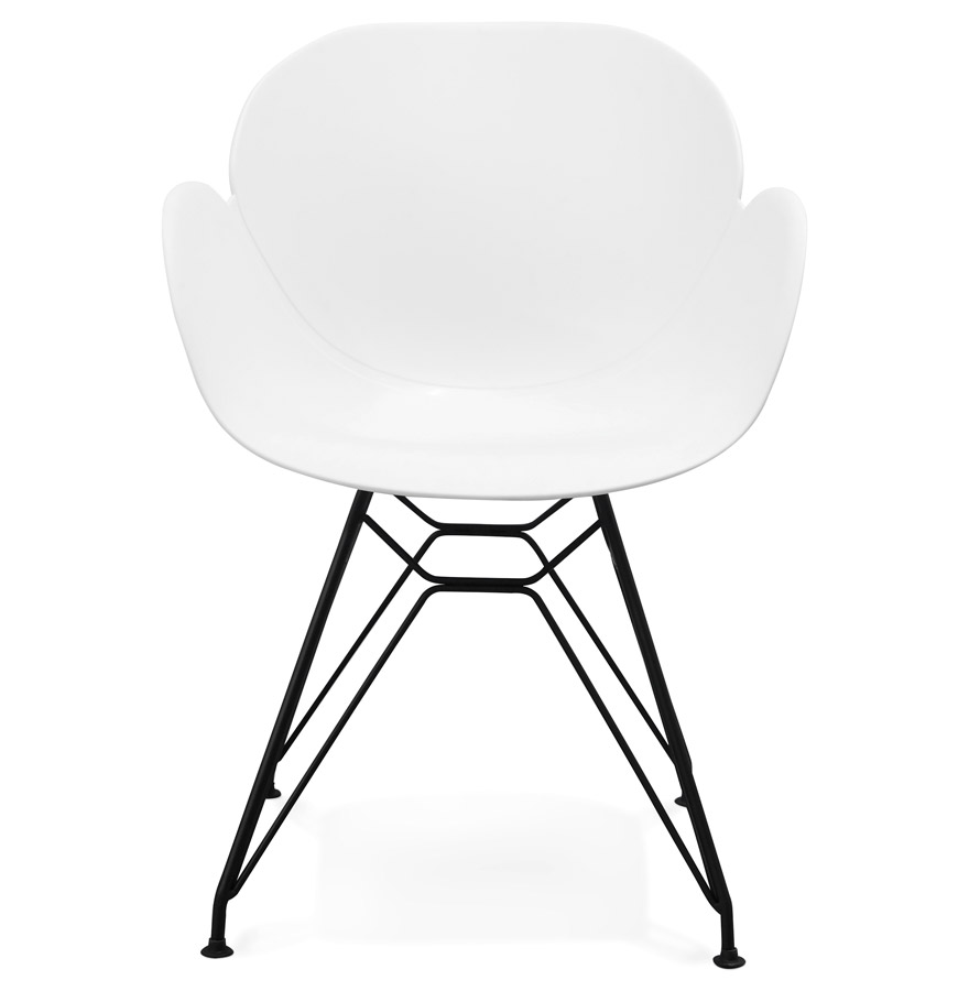 Chaise design 'SATELIT' blanche style industriel avec pieds en métal noir vue2