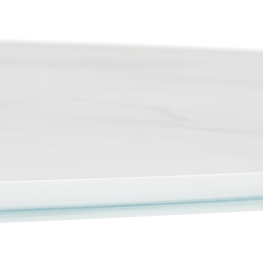 Table à manger design 'SHADOW' ronde blanche en verre effet marbre - Ø 140 CM vue3