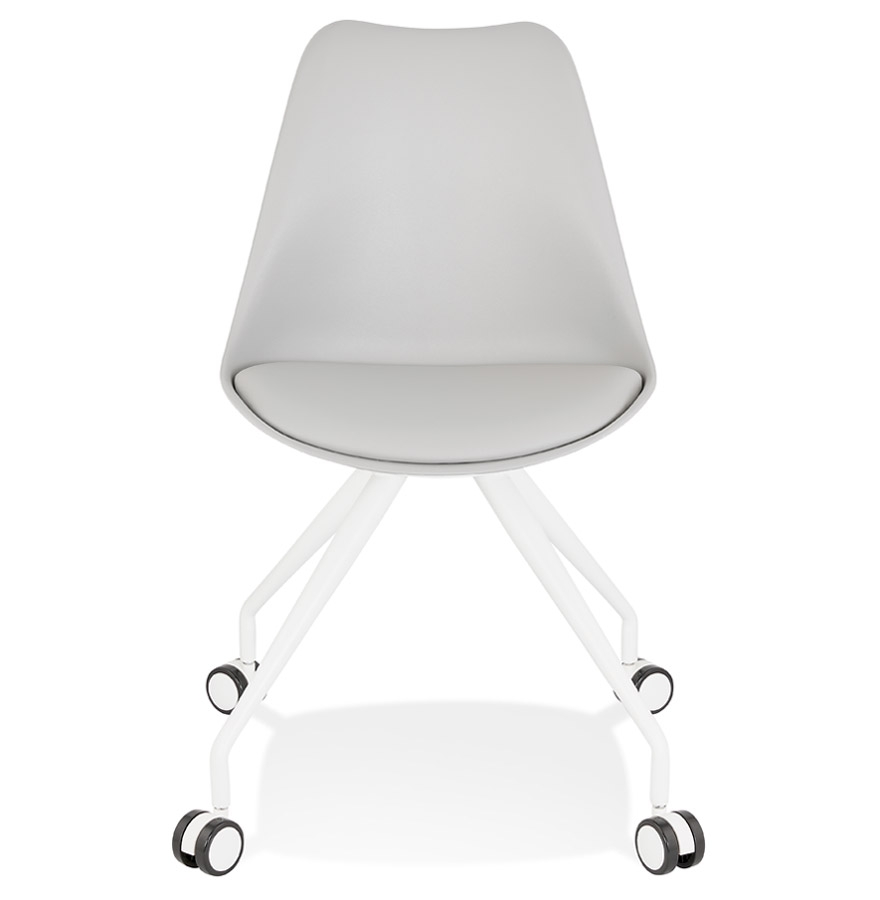 Chaise de bureau sur roulettes 'SKIN' grise avec structure en métal blanc vue2