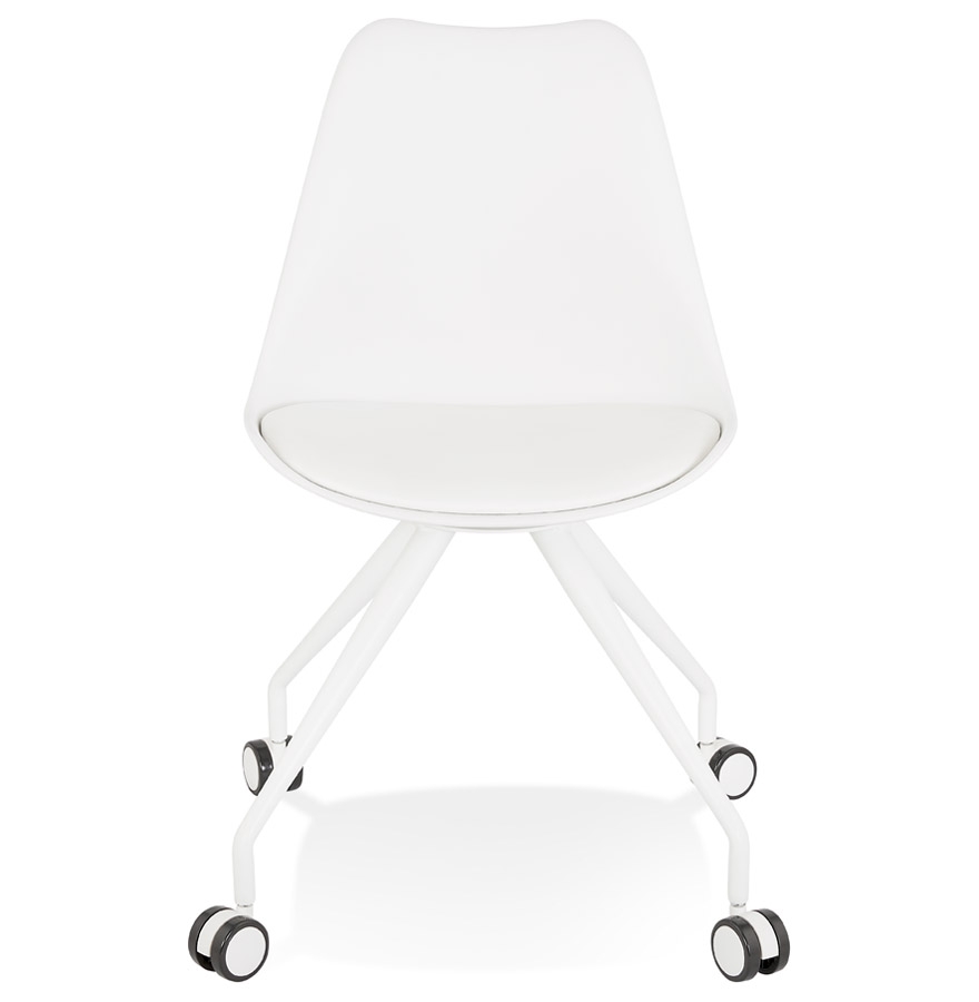 Chaise de bureau sur roulettes 'SKIN' blanche avec structure en métal blanc vue2
